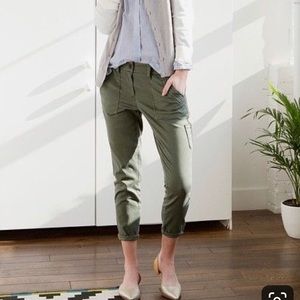 LOFT Olive Cargo Cropped Pants